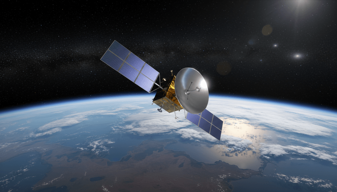 Satellite orbiting Earth as viewed from space