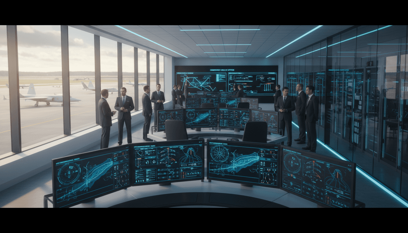 Engineer reviewing spacecraft telemetry data on monitors